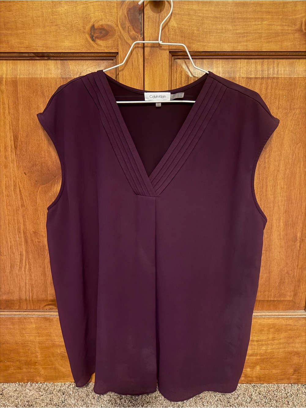 Calvin Klein Deep Plum V-Neck Sleeveless Top